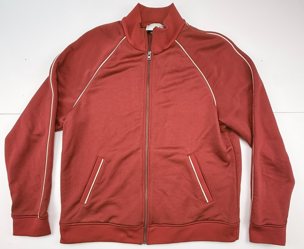 Wilfred Free Sporty Zip Track Jacket Red White Piping & Embroidered SZ L